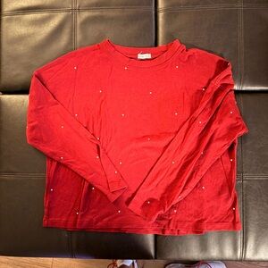 Red Long Sleeve Top with mini heart